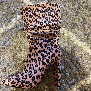 Pink leopard boots